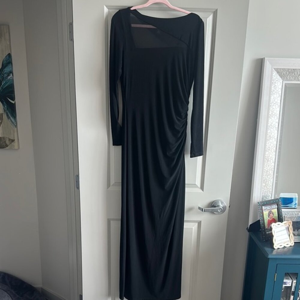 Elegant Lauren Ralph Lauren Evening Collection Black Long Sleeve Stretch Gown 12
